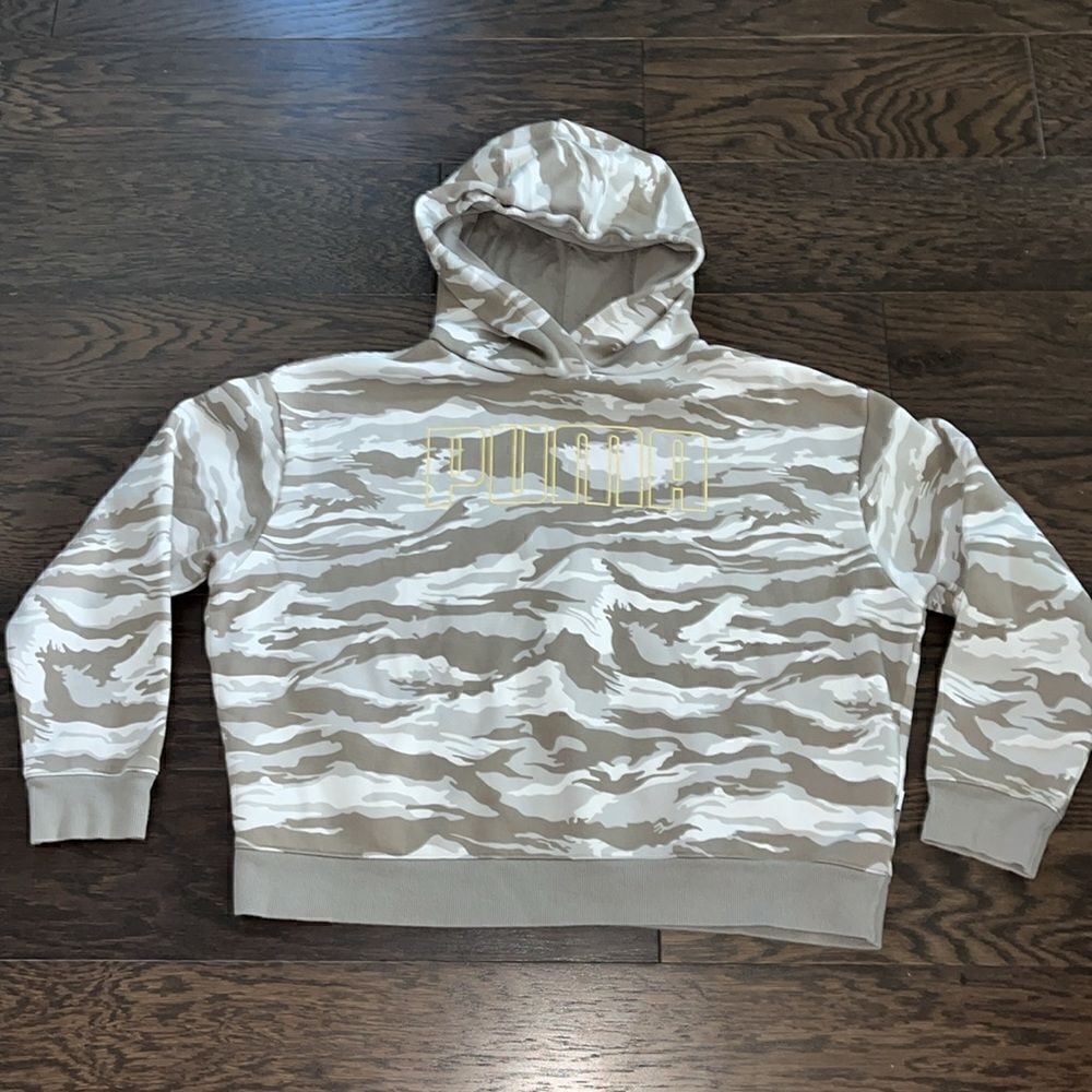 Camouflage Camo Puma short waisted women’s hoodie hooded running sweatshirt L/G